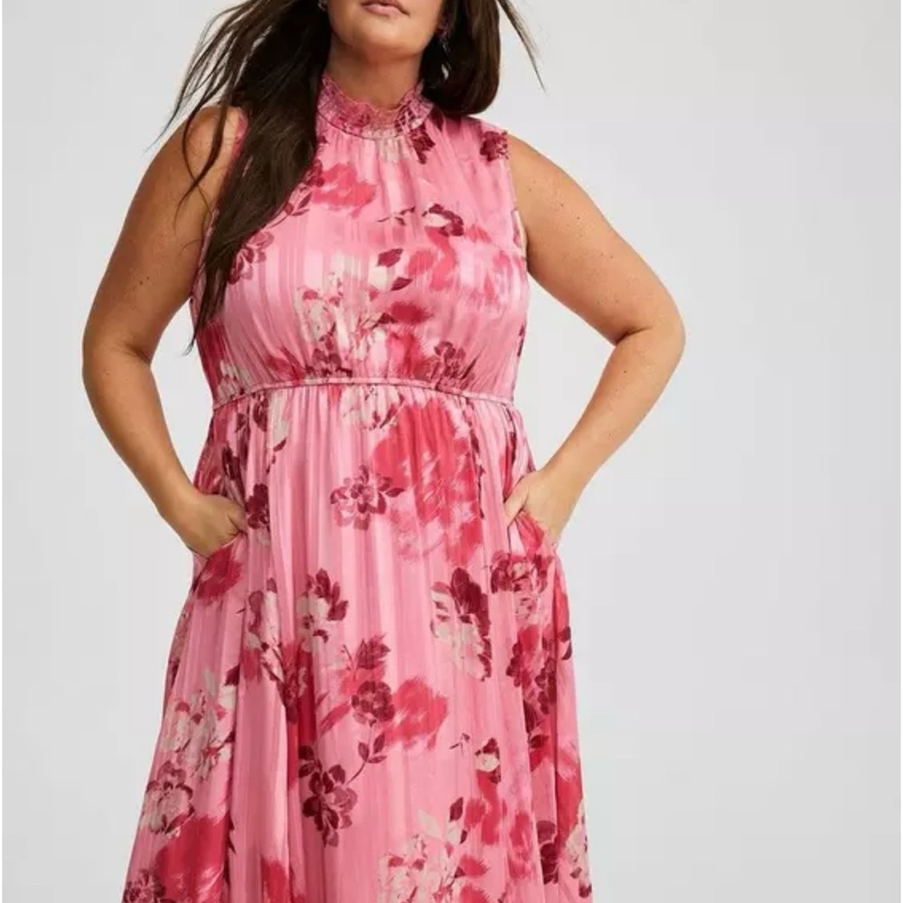 Torrid Pink Floral Midi Dress